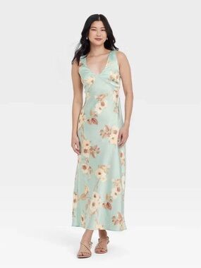 A New Day Women's Mint Floral Sleeveless Long Maxi Dress Plus Size 2X